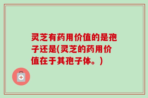 灵芝有药用价值的是孢子还是(灵芝的药用价值在于其孢子体。)-第1张图片-卓越灵芝孢子粉 灵芝有药用价值的是孢子还是(灵芝的药用价值在于其孢子体。)-第1张图片-卓越灵芝孢子粉