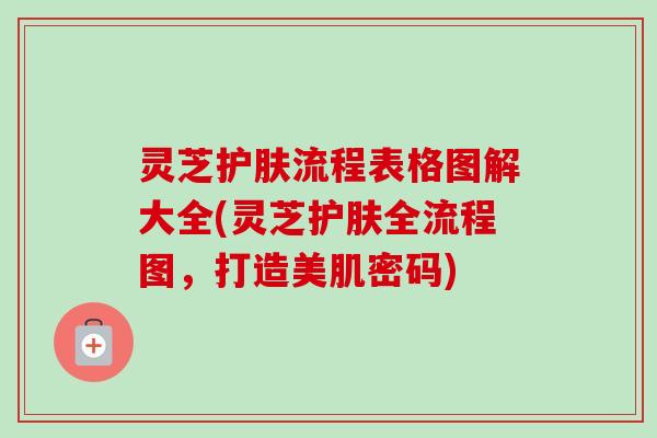 灵芝护肤流程表格图解大全(灵芝护肤全流程图,打造美肌密码)-第1张图片-卓越灵芝孢子粉 灵芝护肤流程表格图解大全(灵芝护肤全流程图,打造美肌密码)-第1张图片-卓越灵芝孢子粉