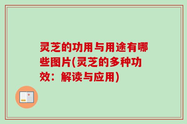 灵芝的功用与用途有哪些图片(灵芝的多种功效:解读与应用)-第1张图片-卓越灵芝孢子粉 灵芝的功用与用途有哪些图片(灵芝的多种功效:解读与应用)-第1张图片-卓越灵芝孢子粉