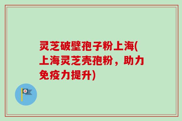 灵芝破壁孢子粉上海(上海灵芝壳孢粉,助力免疫力提升)-第1张图片-卓越灵芝孢子粉 灵芝破壁孢子粉上海(上海灵芝壳孢粉,助力免疫力提升)-第1张图片-卓越灵芝孢子粉