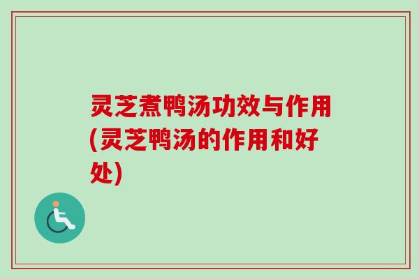 灵芝煮鸭汤功效与作用(灵芝鸭汤的作用和好处)-第1张图片-卓越灵芝孢子粉