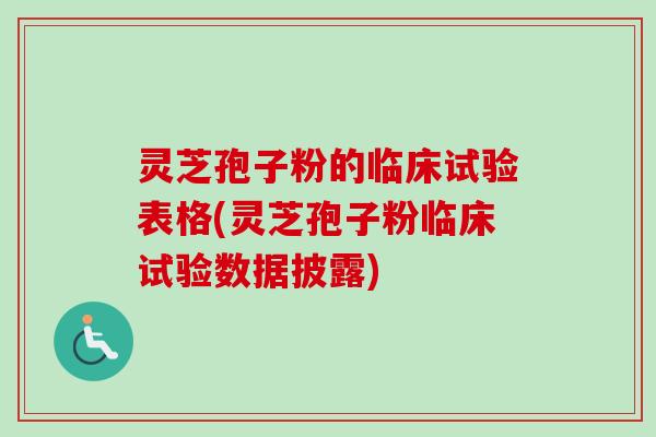 灵芝孢子粉的临床试验表格(灵芝孢子粉临床试验数据披露)-第1张图片-卓越灵芝孢子粉 灵芝孢子粉的临床试验表格(灵芝孢子粉临床试验数据披露)-第1张图片-卓越灵芝孢子粉