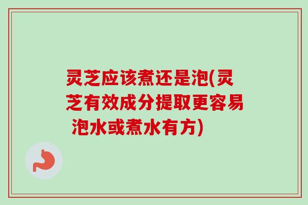 灵芝应该煮还是泡(灵芝有效成分提取更容易 泡水或煮水有方)-第1张图片-卓越灵芝孢子粉 灵芝应该煮还是泡(灵芝有效成分提取更容易 泡水或煮水有方)-第1张图片-卓越灵芝孢子粉