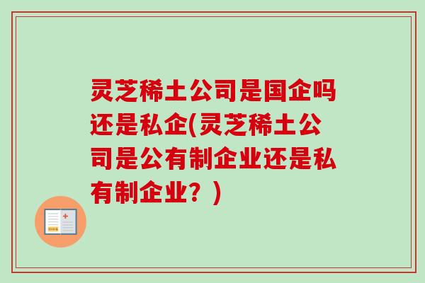 灵芝稀土公司是国企吗还是私企(灵芝稀土公司是公有制企业还是私有制企业?)-第1张图片-卓越灵芝孢子粉 灵芝稀土公司是国企吗还是私企(灵芝稀土公司是公有制企业还是私有制企业?)-第1张图片-卓越灵芝孢子粉