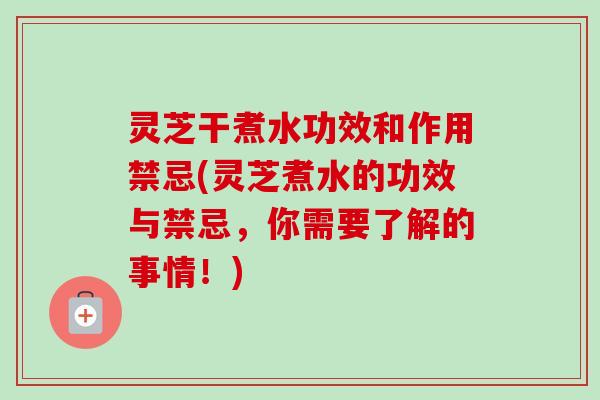 灵芝干煮水功效和作用禁忌(灵芝煮水的功效与禁忌,你需要了解的事情!)-第1张图片-卓越灵芝孢子粉 灵芝干煮水功效和作用禁忌(灵芝煮水的功效与禁忌,你需要了解的事情!)-第1张图片-卓越灵芝孢子粉