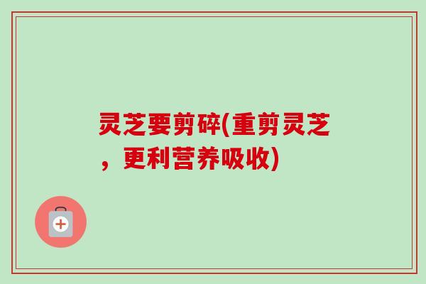 灵芝要剪碎(重剪灵芝,更利营养吸收)-第1张图片-卓越灵芝孢子粉 灵芝要剪碎(重剪灵芝,更利营养吸收)-第1张图片-卓越灵芝孢子粉