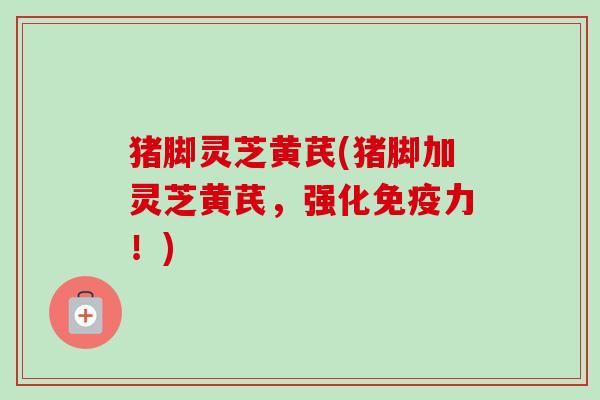 猪脚灵芝黄芪(猪脚加灵芝黄芪，强化免疫力！)-第1张图片-卓越灵芝孢子粉