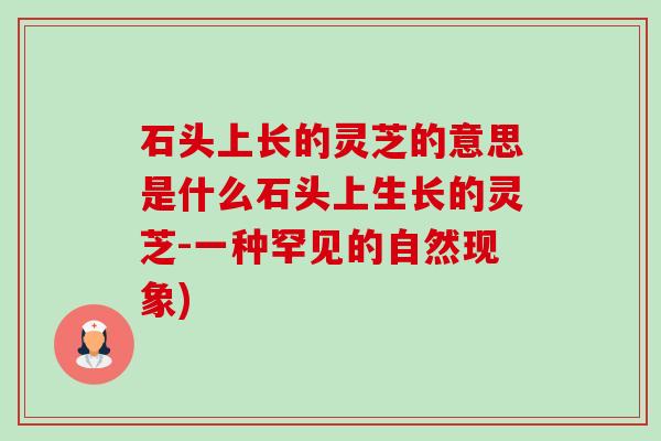 石头上长的灵芝的意思是什么石头上生长的灵芝-一种罕见的自然现象)-第1张图片-卓越灵芝孢子粉