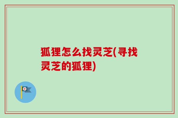 狐狸怎么找灵芝(寻找灵芝的狐狸)-第1张图片-卓越灵芝孢子粉