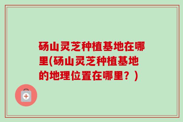 砀山灵芝种植基地在哪里(砀山灵芝种植基地的地理位置在哪里?)-第1张图片-卓越灵芝孢子粉 砀山灵芝种植基地在哪里(砀山灵芝种植基地的地理位置在哪里?)-第1张图片-卓越灵芝孢子粉