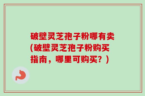 破壁灵芝孢子粉哪有卖(破壁灵芝孢子粉购买指南，哪里可购买？)-第1张图片-卓越灵芝孢子粉