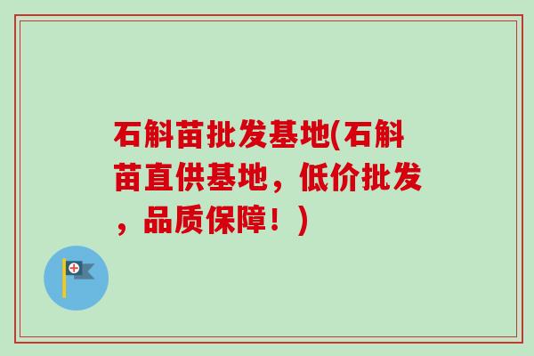 石斛苗批发基地(石斛苗直供基地,低价批发,品质保障!)-第1张图片-卓越灵芝孢子粉 石斛苗批发基地(石斛苗直供基地,低价批发,品质保障!)-第1张图片-卓越灵芝孢子粉