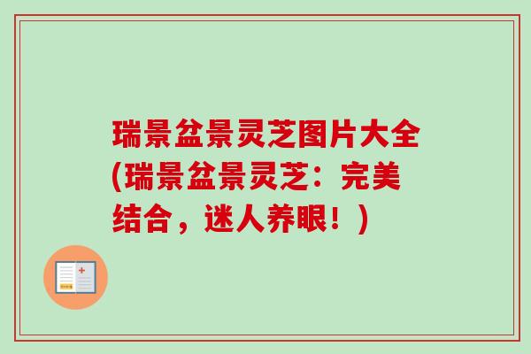 瑞景盆景灵芝图片大全(瑞景盆景灵芝:完美结合,迷人养眼!)-第1张图片-卓越灵芝孢子粉 瑞景盆景灵芝图片大全(瑞景盆景灵芝:完美结合,迷人养眼!)-第1张图片-卓越灵芝孢子粉