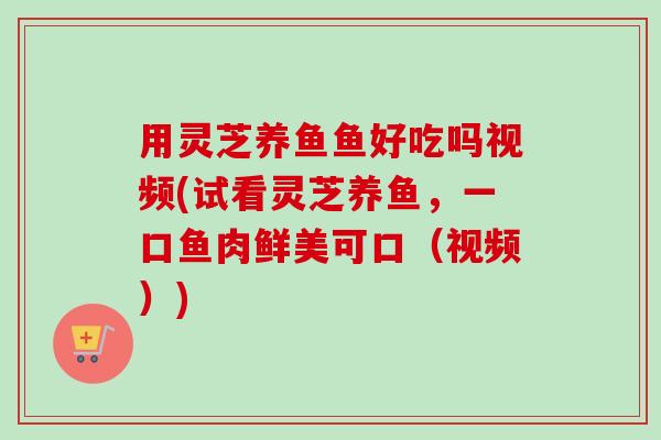 用灵芝养鱼鱼好吃吗视频(试看灵芝养鱼,一口鱼肉鲜美可口(视频))-第1张图片-卓越灵芝孢子粉 用灵芝养鱼鱼好吃吗视频(试看灵芝养鱼,一口鱼肉鲜美可口(视频))-第1张图片-卓越灵芝孢子粉