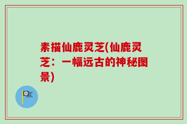 素描仙鹿灵芝(仙鹿灵芝:一幅远古的神秘图景)-第1张图片-卓越灵芝孢子粉 素描仙鹿灵芝(仙鹿灵芝:一幅远古的神秘图景)-第1张图片-卓越灵芝孢子粉