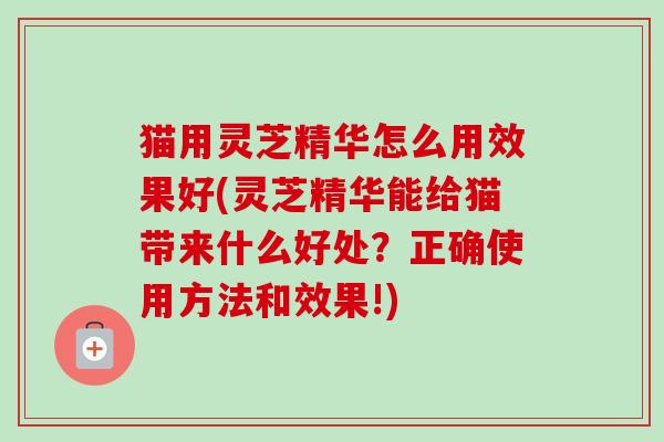 猫用灵芝精华怎么用效果好(灵芝精华能给猫带来什么好处?正确使用方法和效果!)-第1张图片-卓越灵芝孢子粉 猫用灵芝精华怎么用效果好(灵芝精华能给猫带来什么好处?正确使用方法和效果!)-第1张图片-卓越灵芝孢子粉