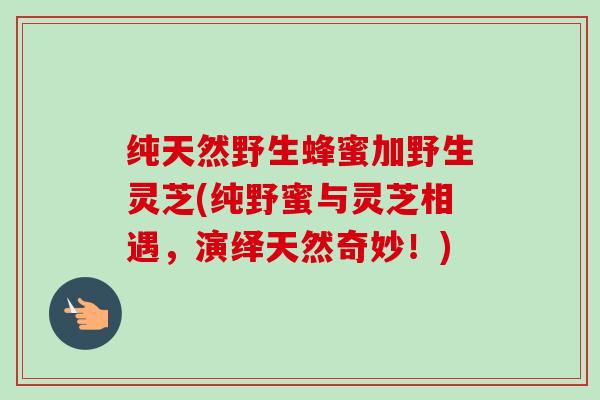 纯天然野生蜂蜜加野生灵芝(纯野蜜与灵芝相遇，演绎天然奇妙！)-第1张图片-卓越灵芝孢子粉