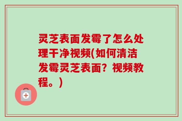 灵芝表面发霉了怎么处理干净视频(如何清洁发霉灵芝表面?视频教程。)-第1张图片-卓越灵芝孢子粉 灵芝表面发霉了怎么处理干净视频(如何清洁发霉灵芝表面?视频教程。)-第1张图片-卓越灵芝孢子粉