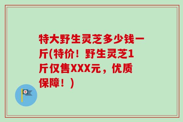 特大野生灵芝多少钱一斤(特价!野生灵芝1斤仅售XXX元,优质保障!)-第1张图片-卓越灵芝孢子粉 特大野生灵芝多少钱一斤(特价!野生灵芝1斤仅售XXX元,优质保障!)-第1张图片-卓越灵芝孢子粉