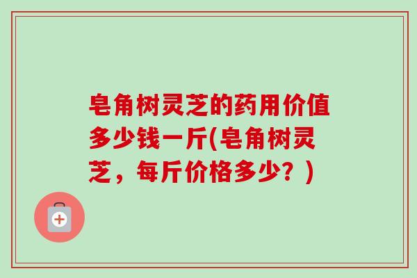 皂角树灵芝的药用价值多少钱一斤(皂角树灵芝，每斤价格多少？)-第1张图片-卓越灵芝孢子粉