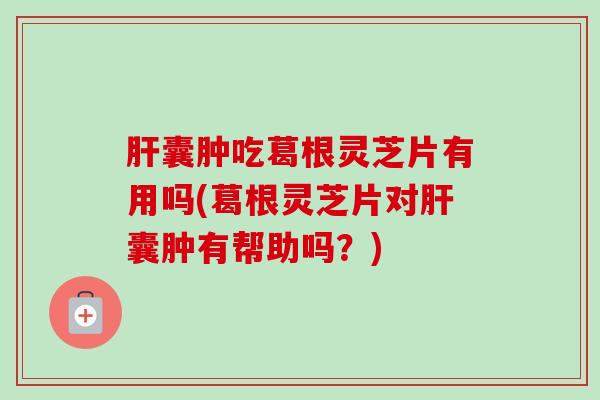 肝囊肿吃葛根灵芝片有用吗(葛根灵芝片对肝囊肿有帮助吗?)-第1张图片-卓越灵芝孢子粉 肝囊肿吃葛根灵芝片有用吗(葛根灵芝片对肝囊肿有帮助吗?)-第1张图片-卓越灵芝孢子粉