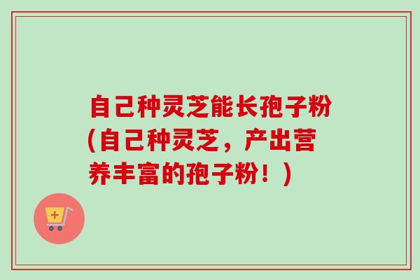 自己种灵芝能长孢子粉(自己种灵芝,产出营养丰富的孢子粉!)-第1张图片-卓越灵芝孢子粉 自己种灵芝能长孢子粉(自己种灵芝,产出营养丰富的孢子粉!)-第1张图片-卓越灵芝孢子粉