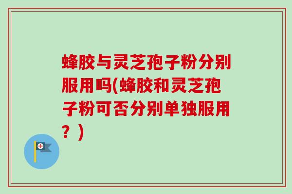 蜂胶与灵芝孢子粉分别服用吗(蜂胶和灵芝孢子粉可否分别单独服用?)-第1张图片-卓越灵芝孢子粉 蜂胶与灵芝孢子粉分别服用吗(蜂胶和灵芝孢子粉可否分别单独服用?)-第1张图片-卓越灵芝孢子粉