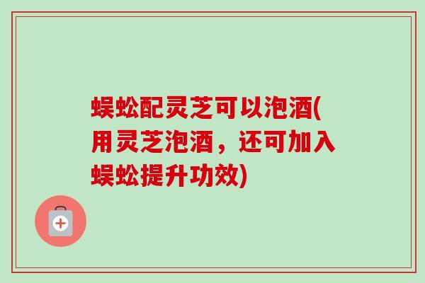 蜈蚣配灵芝可以泡酒(用灵芝泡酒，还可加入蜈蚣提升功效)-第1张图片-卓越灵芝孢子粉