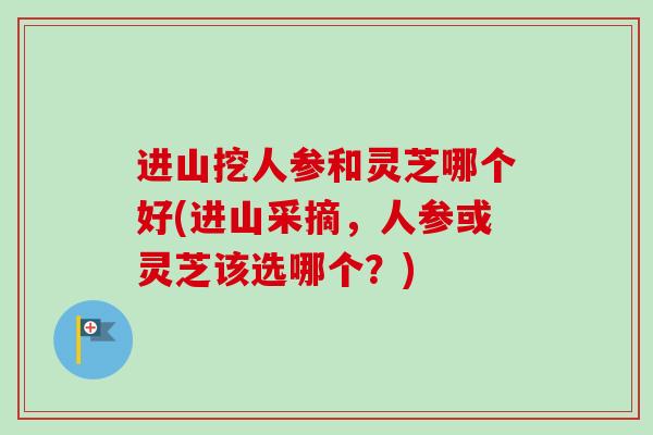 进山挖人参和灵芝哪个好(进山采摘，人参或灵芝该选哪个？)-第1张图片-卓越灵芝孢子粉