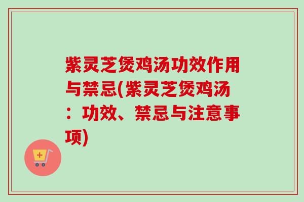 紫灵芝煲鸡汤功效作用与禁忌(紫灵芝煲鸡汤：功效、禁忌与注意事项)-第1张图片-卓越灵芝孢子粉