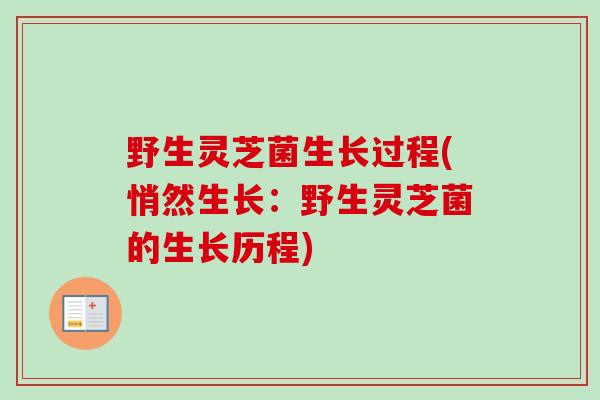 野生灵芝菌生长过程(悄然生长：野生灵芝菌的生长历程)-第1张图片-卓越灵芝孢子粉