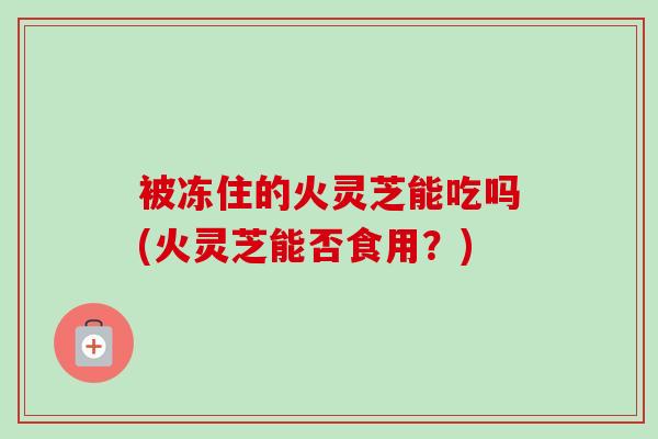 被冻住的火灵芝能吃吗(火灵芝能否食用?)-第1张图片-卓越灵芝孢子粉 被冻住的火灵芝能吃吗(火灵芝能否食用?)-第1张图片-卓越灵芝孢子粉