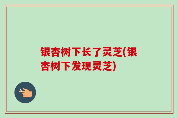 银杏树下长了灵芝(银杏树下发现灵芝)-第1张图片-卓越灵芝孢子粉 银杏树下长了灵芝(银杏树下发现灵芝)-第1张图片-卓越灵芝孢子粉
