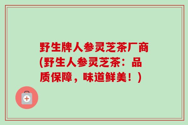 野生牌人参灵芝茶厂商(野生人参灵芝茶:品质保障,味道鲜美!)-第1张图片-卓越灵芝孢子粉 野生牌人参灵芝茶厂商(野生人参灵芝茶:品质保障,味道鲜美!)-第1张图片-卓越灵芝孢子粉