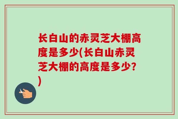 长白山的赤灵芝大棚高度是多少(长白山赤灵芝大棚的高度是多少?)-第1张图片-卓越灵芝孢子粉 长白山的赤灵芝大棚高度是多少(长白山赤灵芝大棚的高度是多少?)-第1张图片-卓越灵芝孢子粉