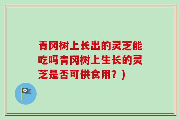 青冈树上长出的灵芝能吃吗青冈树上生长的灵芝是否可供食用?)-第1张图片-卓越灵芝孢子粉 青冈树上长出的灵芝能吃吗青冈树上生长的灵芝是否可供食用?)-第1张图片-卓越灵芝孢子粉