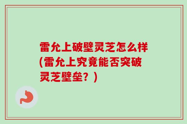 雷允上破壁灵芝怎么样(雷允上究竟能否突破灵芝壁垒?)-第1张图片-卓越灵芝孢子粉 雷允上破壁灵芝怎么样(雷允上究竟能否突破灵芝壁垒?)-第1张图片-卓越灵芝孢子粉