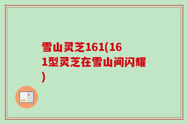 雪山灵芝161(161型灵芝在雪山间闪耀)-第1张图片-卓越灵芝孢子粉 雪山灵芝161(161型灵芝在雪山间闪耀)-第1张图片-卓越灵芝孢子粉