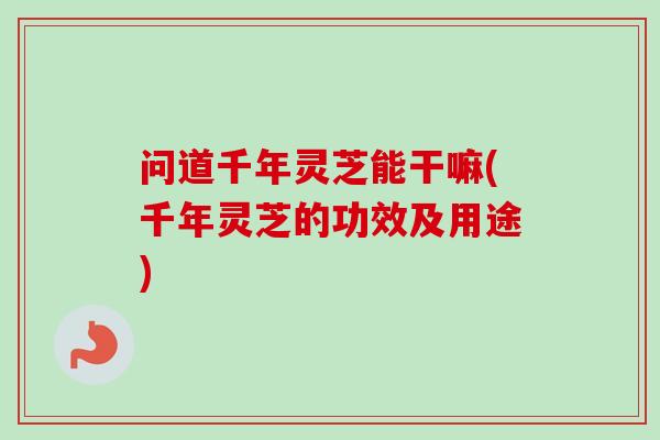 问道千年灵芝能干嘛(千年灵芝的功效及用途)-第1张图片-卓越灵芝孢子粉 问道千年灵芝能干嘛(千年灵芝的功效及用途)-第1张图片-卓越灵芝孢子粉