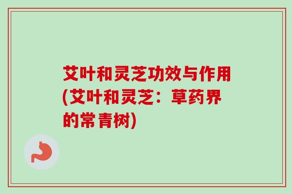 艾叶和灵芝功效与作用(艾叶和灵芝:草药界的常青树)-第1张图片-卓越灵芝孢子粉 艾叶和灵芝功效与作用(艾叶和灵芝:草药界的常青树)-第1张图片-卓越灵芝孢子粉