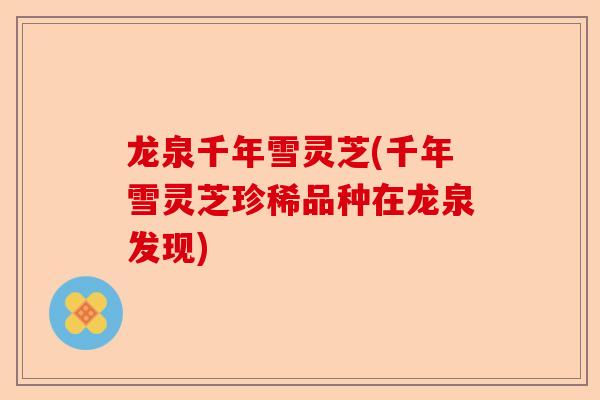 龙泉千年雪灵芝(千年雪灵芝珍稀品种在龙泉发现)-第1张图片-卓越灵芝孢子粉