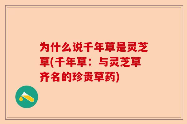 为什么说千年草是灵芝草(千年草：与灵芝草齐名的珍贵草药)-第1张图片-卓越灵芝孢子粉