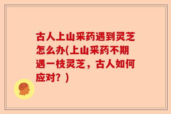 古人上山采药遇到灵芝怎么办(上山采药不期遇一枝灵芝，古人如何应对？)-第1张图片-卓越灵芝孢子粉