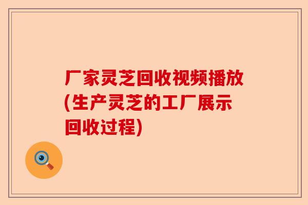 厂家灵芝回收视频播放(生产灵芝的工厂展示回收过程)-第1张图片-卓越灵芝孢子粉 厂家灵芝回收视频播放(生产灵芝的工厂展示回收过程)-第1张图片-卓越灵芝孢子粉