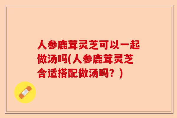 人参鹿茸灵芝可以一起做汤吗(人参鹿茸灵芝合适搭配做汤吗？)-第1张图片-卓越灵芝孢子粉