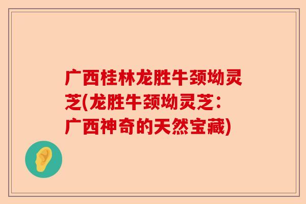 广西桂林龙胜牛颈坳灵芝(龙胜牛颈坳灵芝：广西神奇的天然宝藏)-第1张图片-卓越灵芝孢子粉