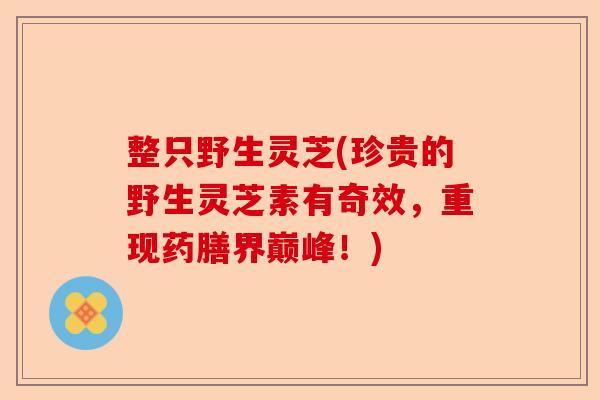 整只野生灵芝(珍贵的野生灵芝素有奇效，重现药膳界巅峰！)-第1张图片-卓越灵芝孢子粉