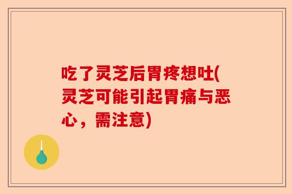 吃了灵芝后胃疼想吐(灵芝可能引起胃痛与恶心,需注意)-第1张图片-卓越灵芝孢子粉 吃了灵芝后胃疼想吐(灵芝可能引起胃痛与恶心,需注意)-第1张图片-卓越灵芝孢子粉