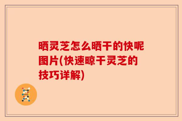 晒灵芝怎么晒干的快呢图片(快速晾干灵芝的技巧详解)-第1张图片-卓越灵芝孢子粉 晒灵芝怎么晒干的快呢图片(快速晾干灵芝的技巧详解)-第1张图片-卓越灵芝孢子粉