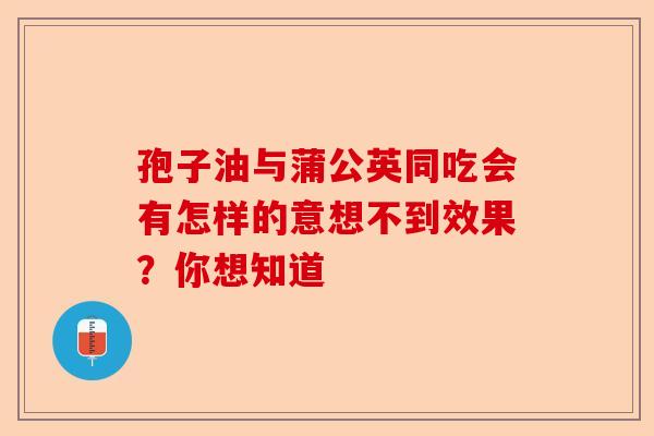孢子油与蒲公英同吃会有怎样的意想不到效果？你想知道-第1张图片-卓越灵芝孢子粉